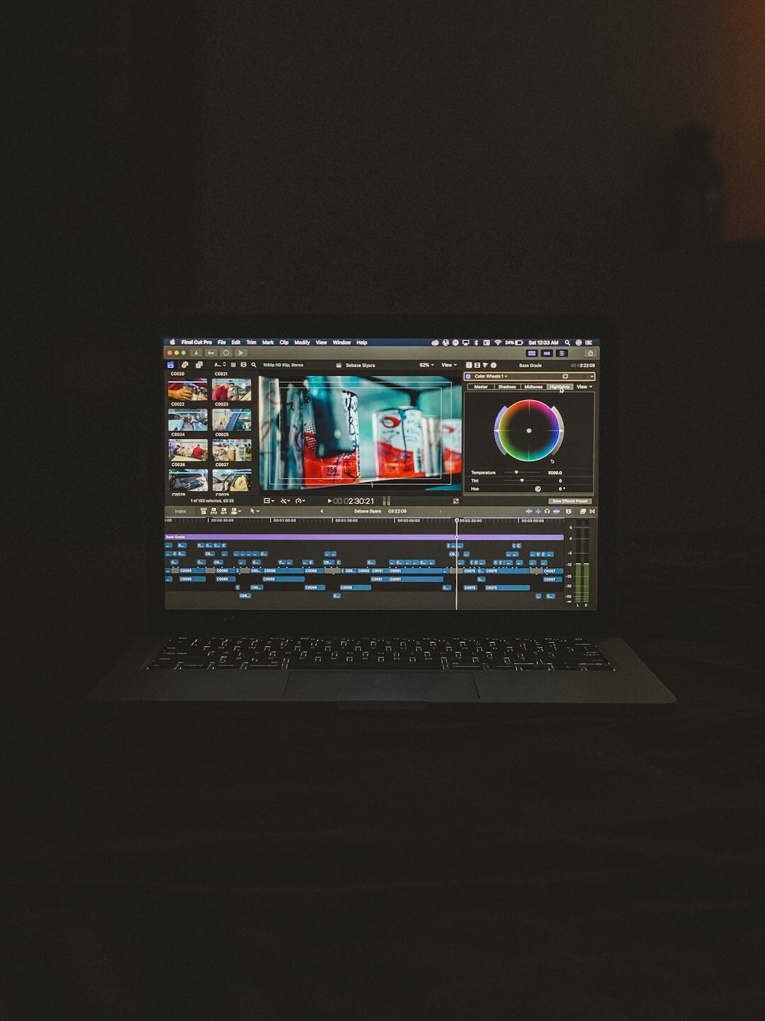 professional video editor working