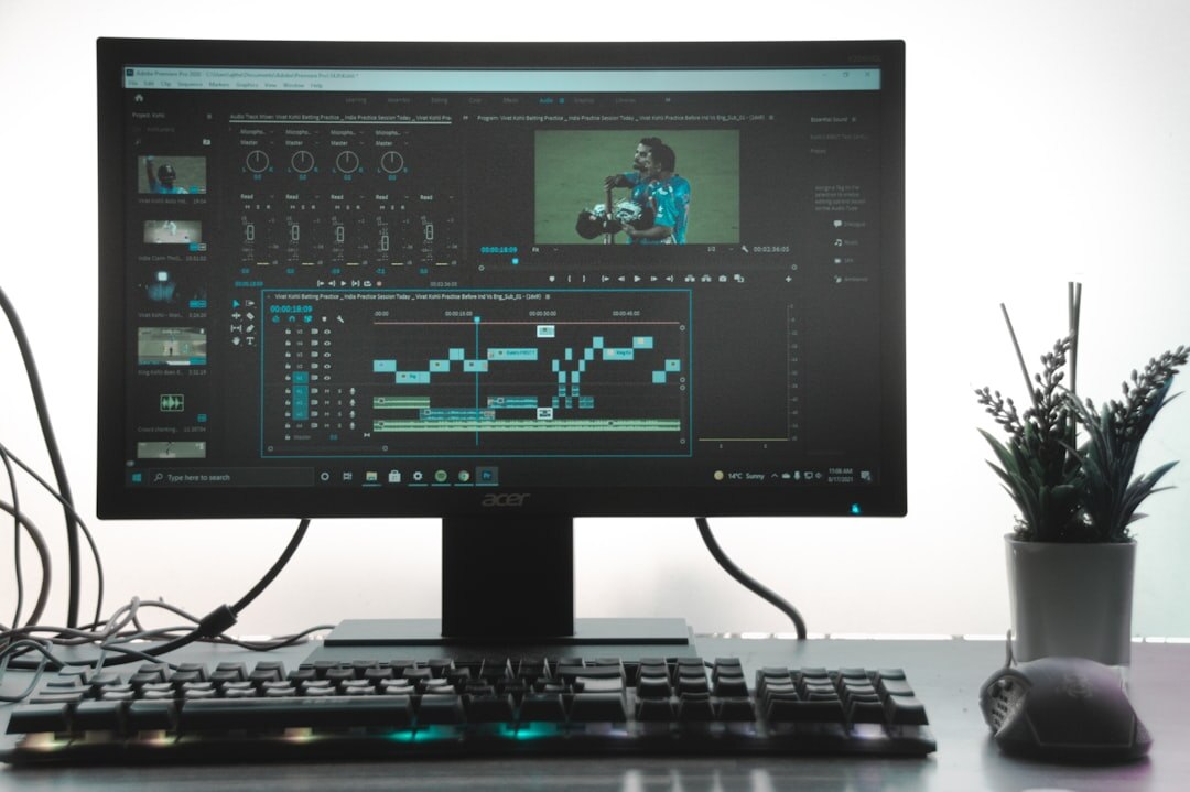 video editor at computer